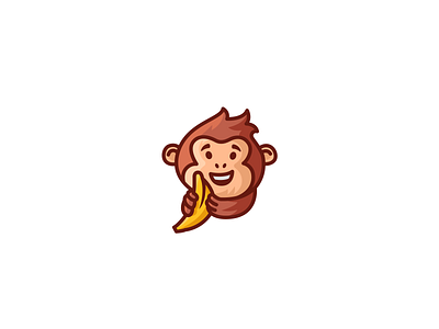 Cute monkey ape banana brand branding cartoon character design illustration logo logotype mascot modern monkaey sale