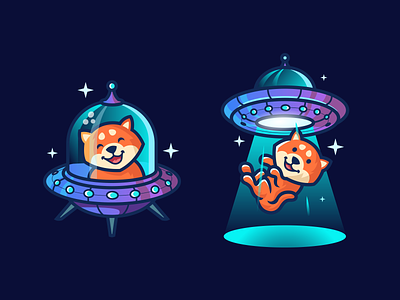 Ufo dog brand branding cartoon character cosmic cosmos crypto cute design dog illustartion logo logotype mascot nice token ufo