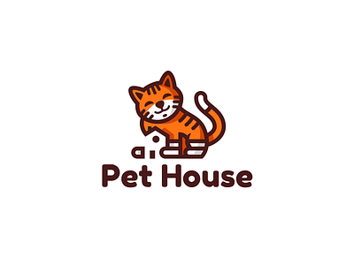 Pet House brand branding cartoon cat character creative cute design elegant funny house illustration kitten logo logotype mascot modern nice pet sale