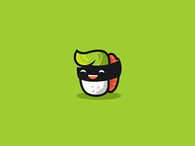 Cute roll asian brand branding cartoon character elegant felivery food funny logo logotype mascot modern nice rice roll salmon simple sushi wasabi