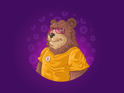 CryptoBear animal bear brand branding cartoon character crypto cryptocurrency design finance illustration logo logotype mascot modern money sunglasses trade trading wild