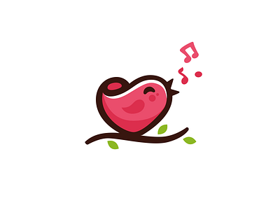 Lovely bird bird brand branding character creative cute design elegant heart illustration logo logotype love mascot modern music nice simple sing song