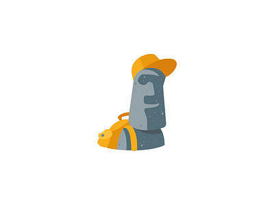 Moai traveler agency backpack brand branding cartoon character design easter flat illustration island logo logotype mascot moai modern sale travel traveler