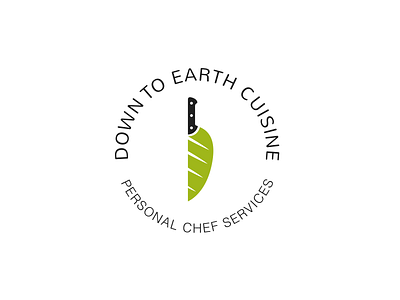 Down to Earth Cusine brand branding chef creative design elegant food illustration kitchen knife leaf logo logotype mark modern sign simple tasty