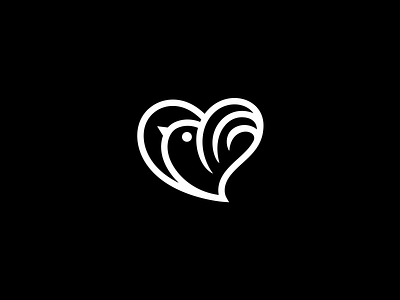 Bird in love bird brand branding creative design elegant flat heart line logo logotype love mark minimalism modern monochrome sale sign simple unused