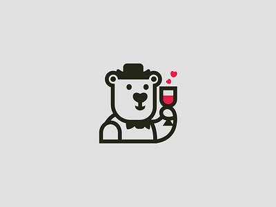 Lovely bear bear brand branding character design elegant illustration logo logotype love mark mascot minimalism modern sale sign wine