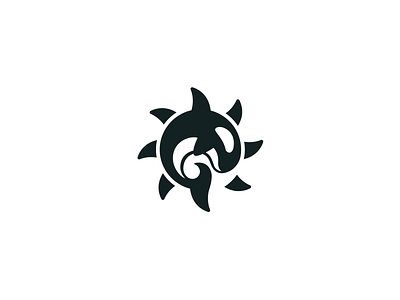 Orca sun brand branding design elegant fish illustration logo logotype minimalism minimalistic modern monochrome orca sale smart sun
