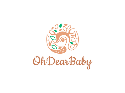 Oh dear brand branding cartoon character cute deer design eco fawn funny illustration leaf logo logotype love lovely mascot natural nature nice