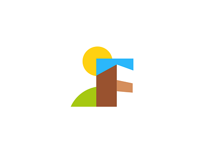 F and house biulding brand branding design elegant estate f flat house illustration letter logo logotype modern nature real sale sun