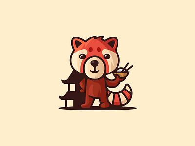 Red panda asian brand branding cafe cartoon character china food funny logo logotype mascot nice panda red redpanda restaurant