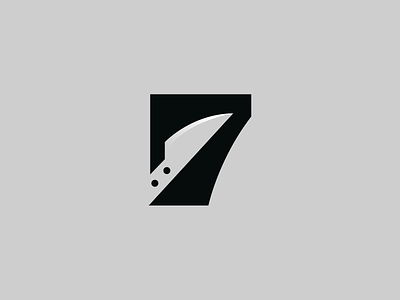 Knife 7 7 brand branding design elegant knife logo logotype mark minimalism minimalistic modern negative negative space negativespace number sign space