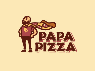 Papa pizza beard daddy fastfood father hero logo logotype papa pizza superhero