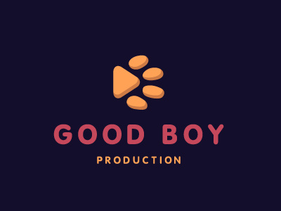 Good boy animal button footprint logo logotype paw pet play production studio video