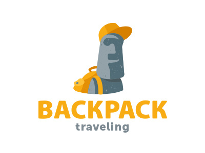 Backpack backpack cap easter figure island logo logotype rock statue stone travel traveling