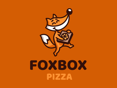 Foxbox art box brand cartoon character delivery food fox logo logotype mascot pizza run