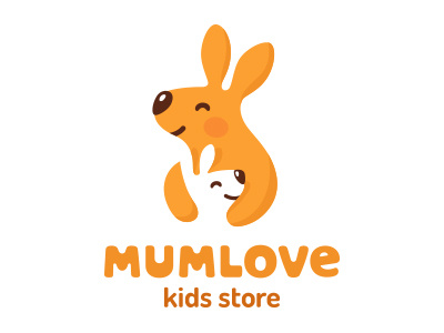 Mumlove animal baby bright cartoon character child cute design flat illustration kangaroo kid logo logotype mascot mother mum nice smile store