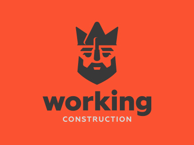 Working builder building construction crown king logo logotype man monochrome spatula trowel work worker