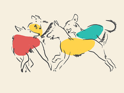Dancing Dogs design dog graphic design illustration primary colors