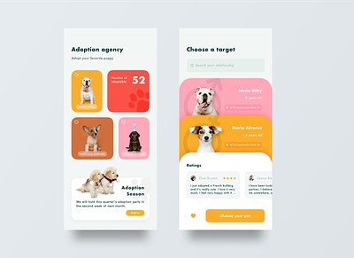 Pet adoption app design sketch ui