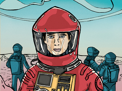 Space Odyssey, Illustrated poster. astronaut illustration space odyssey