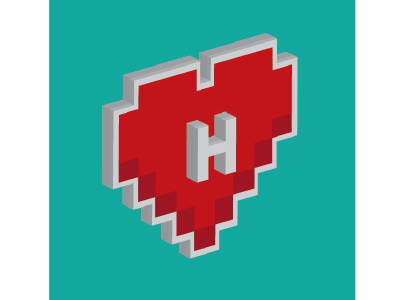 Letter H for Heart life design graphic illustration typograph videogame