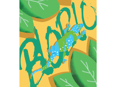 "Bloblo" Aruban lizard aruba design graphic illustration jungle leaf lizard tropical typography