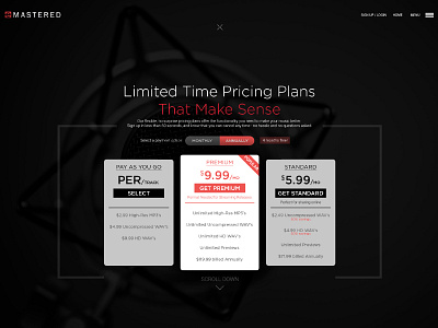 Emastered Web Design emastered landing page music pricing ui ux web design