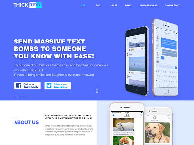 THICK TEXT landing page design