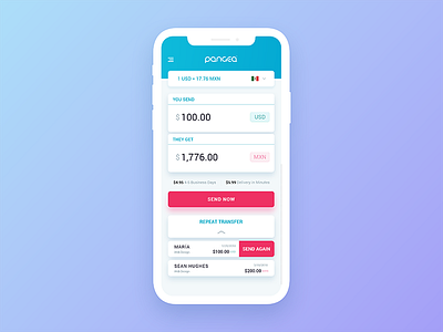 Transfer App application currency exchange transfer ui design ux design web app