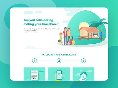 Timeshare landing page beach ecommerce house illustration isometric rental resort timeshare ui ux vacation web