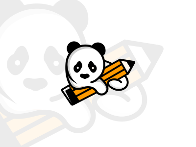 pencil panda caracter cartoon illustration mascoot simple
