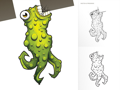 Illustration Process details ... digital drawing eye germ green illustration process sketch steps wacom