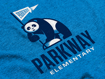 Parkway Elementary T-Shirt bear blue elementary flag illustration lineart panda school shirt tshirt