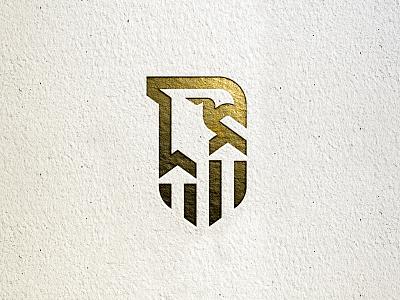 Unused Concept arrows bird eagle gold identity line logo monoline paper shield simple