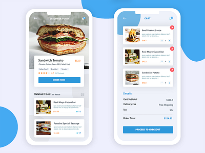 Food Delivery App app blue cafe design food interface restaurant rizal sandwich search