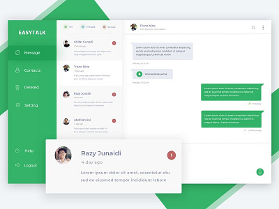 Chatting App Exploration app chatting clean dashboard design easy green smooth talk ui user ux