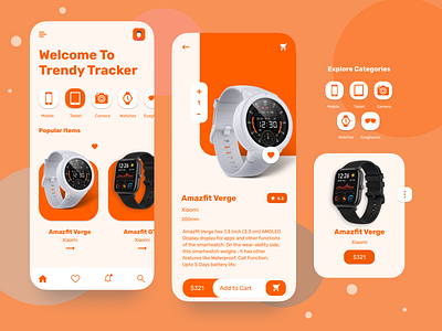 Trendy Tracker App agency app design branding clean design ecommerce interface landing page minimal app trendy ui