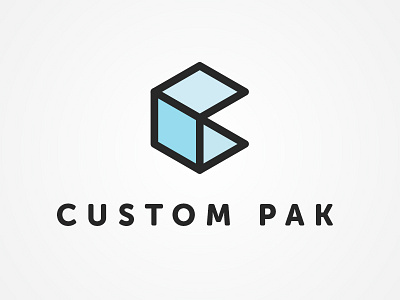 Custom Pak cube isometric lettermark logo packaging