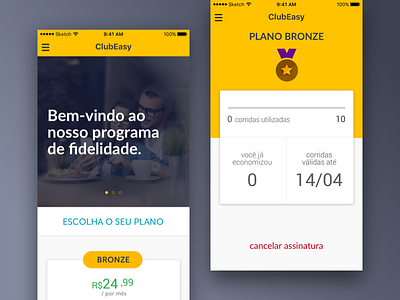 ClubEasy - A Cab Fat Free Plan app cab design experience interface ui ux