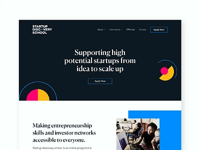 Start-Up Discovery School Website accelerator design startup ui webdesign website