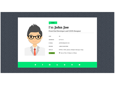 Card Shaped Personal Information Website