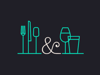 Market&Co Icons ampersand cutlery drink food icon line minimal