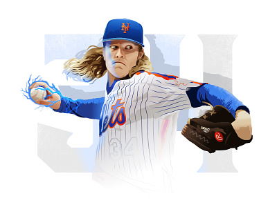 Thor baseball illustration mets new york noah syndergaard texture thor