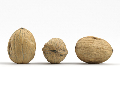 Three Walnuts #1 3d cg cgi delicious food foodrender model nuts photorealistic product render walnuts