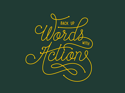 Back up words with actions lettering