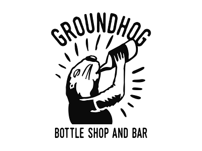 Groundhog bottle shop and bar logo illustration and design 2d adobe illustrator bar beer bottle branding craftbeer groundhog illustration logo logo design