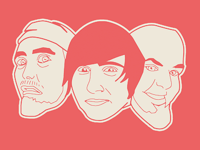 Three heads illustration - sticker design