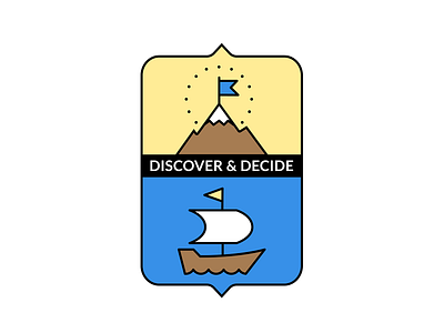 Discover / Decide mountain boat logo 2d adobe illustrator boat logo branding flat illustration illustrator logo mountain logo