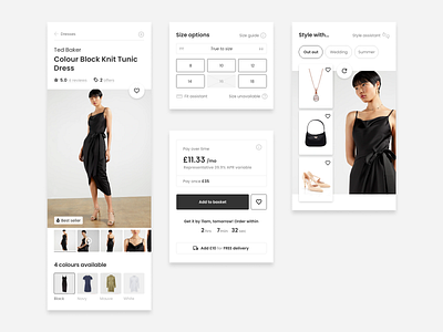 Ted Baker dress product page mobile modules