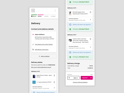 Checkout - Delivery page concept